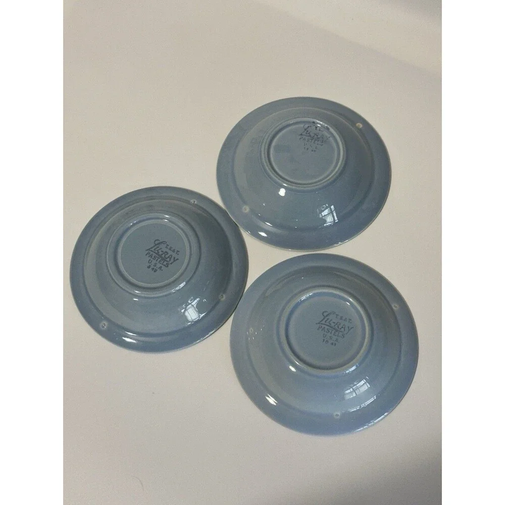 Set of 3 Vintage Lu-Ray Pastels 5.25” Dessert or Fruit Bowls Blue